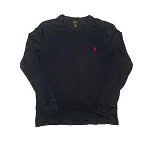 Polo Ralph Lauren Mens XL Black Long Sleeve Shirt Red Pony Custom Fit